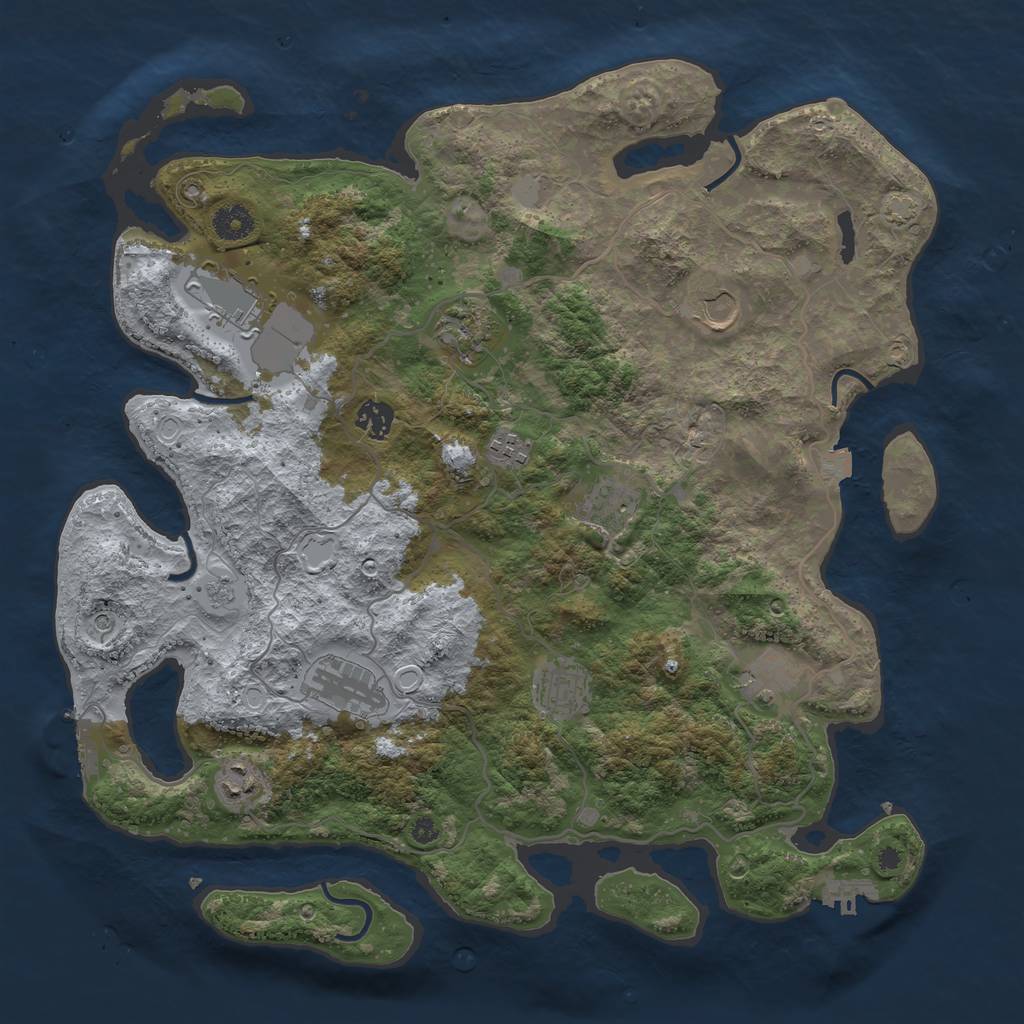 Rust Map: Procedural Map, Size: 4000, Seed: 259713229, 18 Monuments