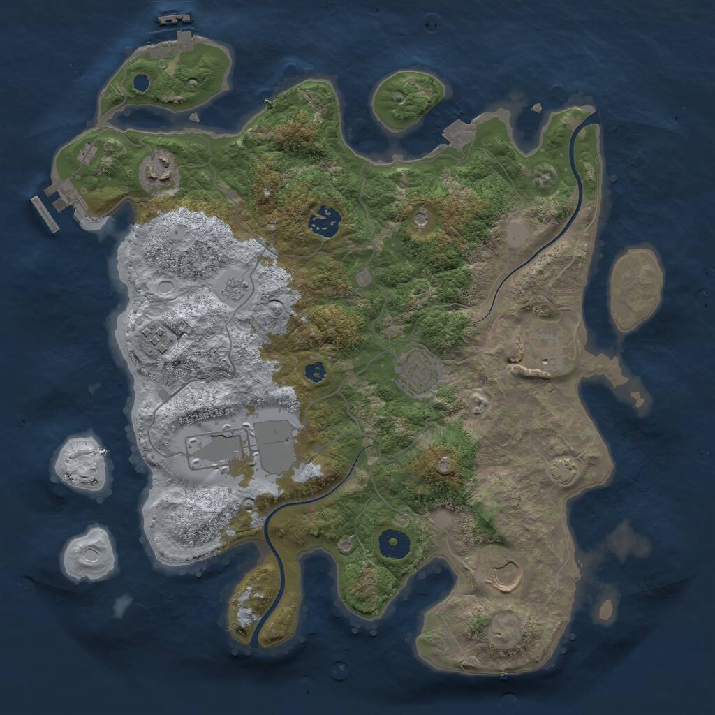 Rust Map: Procedural Map, Size: 3500, Seed: 181505009, 13 Monuments
