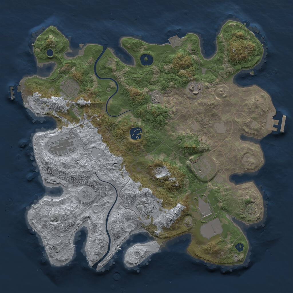 Rust Map: Procedural Map, Size: 3500, Seed: 1821843213, 14 Monuments