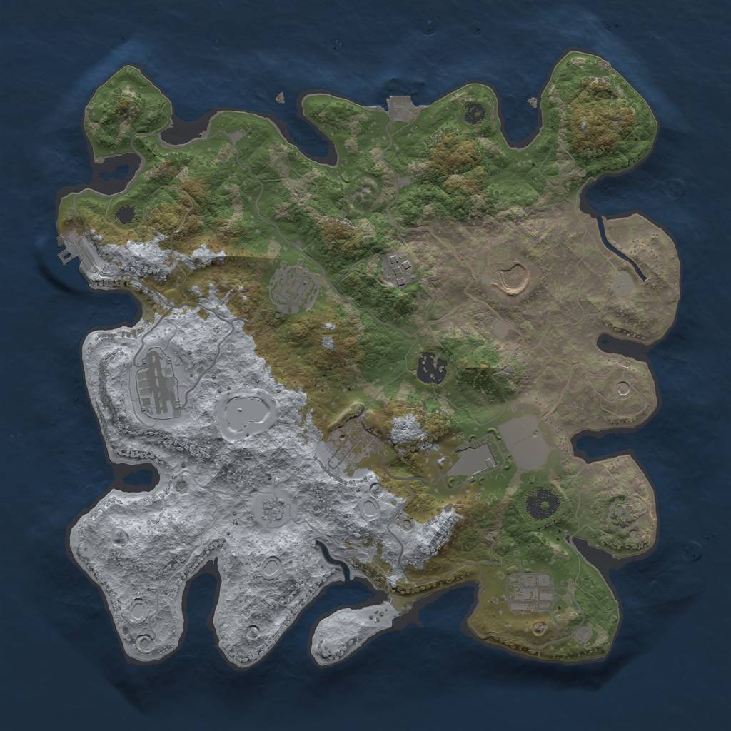 Rust Map: Procedural Map, Size: 3500, Seed: 1821843213, 15 Monuments