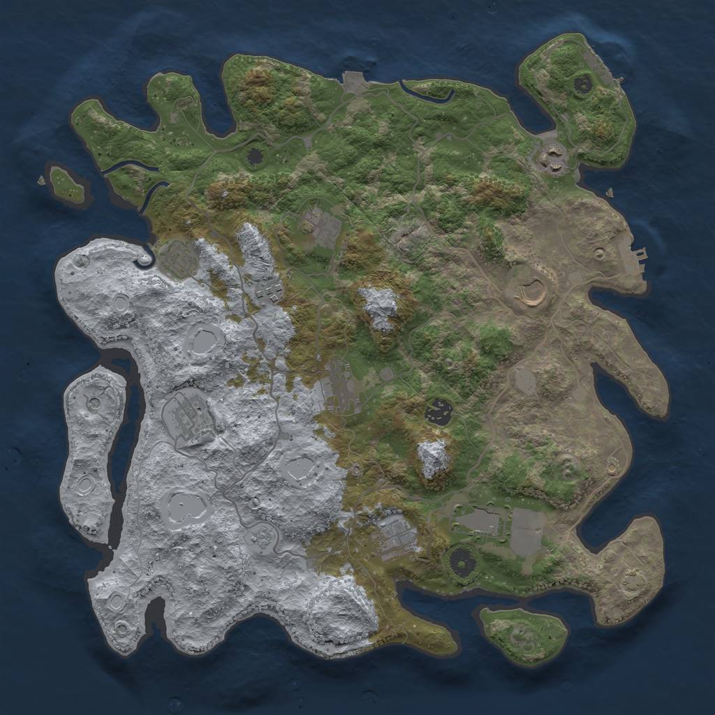 Rust Map: Procedural Map, Size: 4000, Seed: 354002813, 18 Monuments