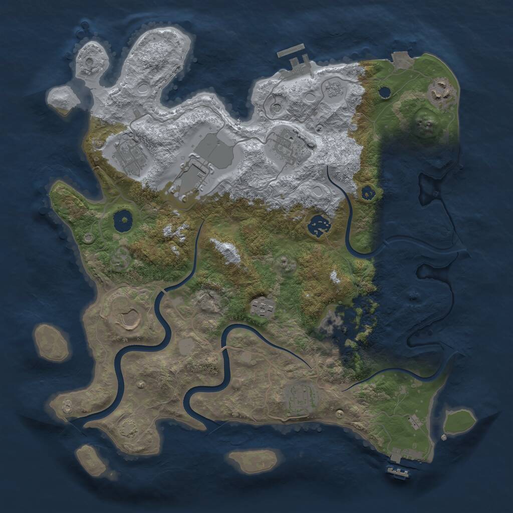 Rust Map: Procedural Map, Size: 3650, Seed: 53786697, 15 Monuments