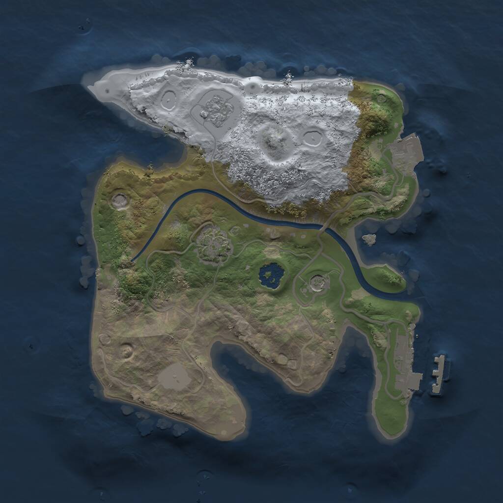 Rust Map: Procedural Map, Size: 2000, Seed: 1304872, 5 Monuments