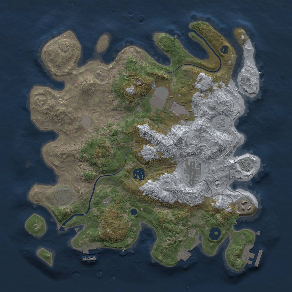Rust Map: Procedural Map, Size: 3500, Seed: 4599, 12 Monuments