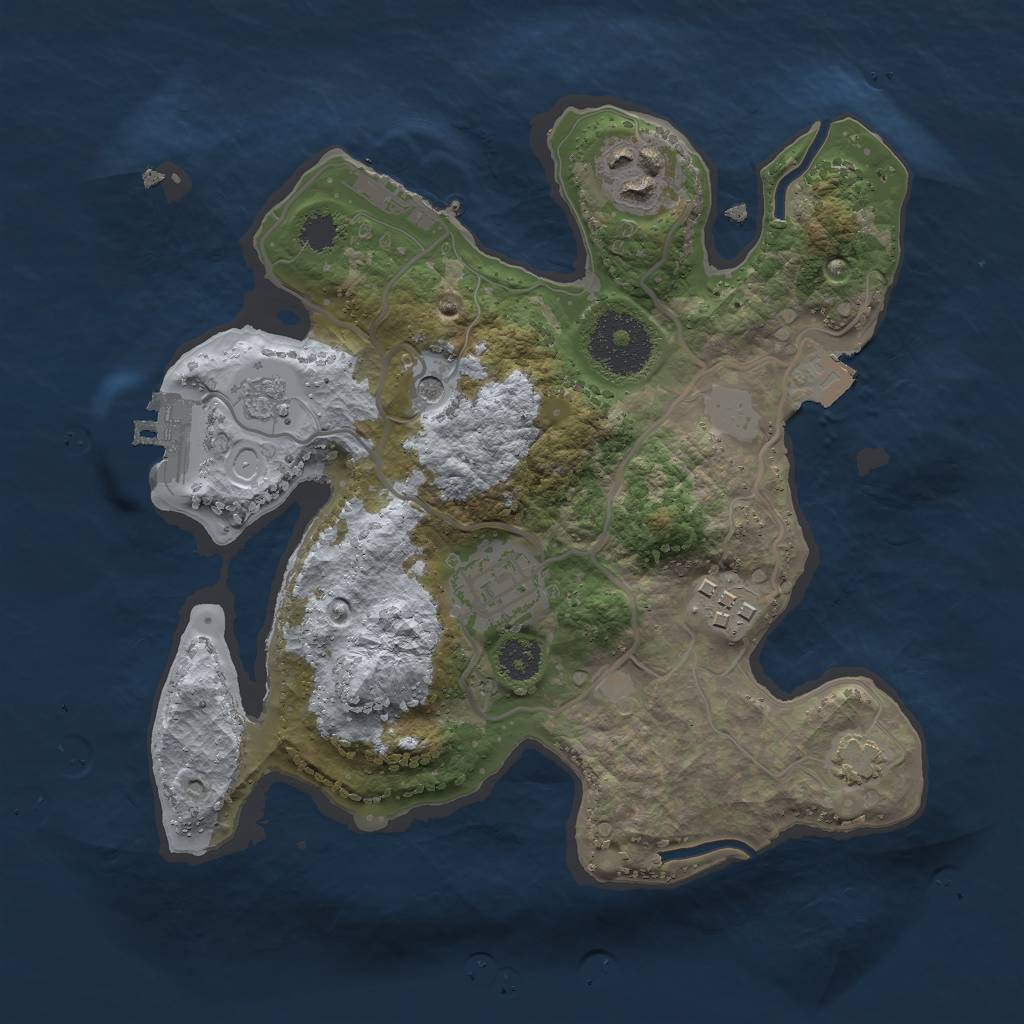 Rust Map: Procedural Map, Size: 2500, Seed: 1712365, 11 Monuments
