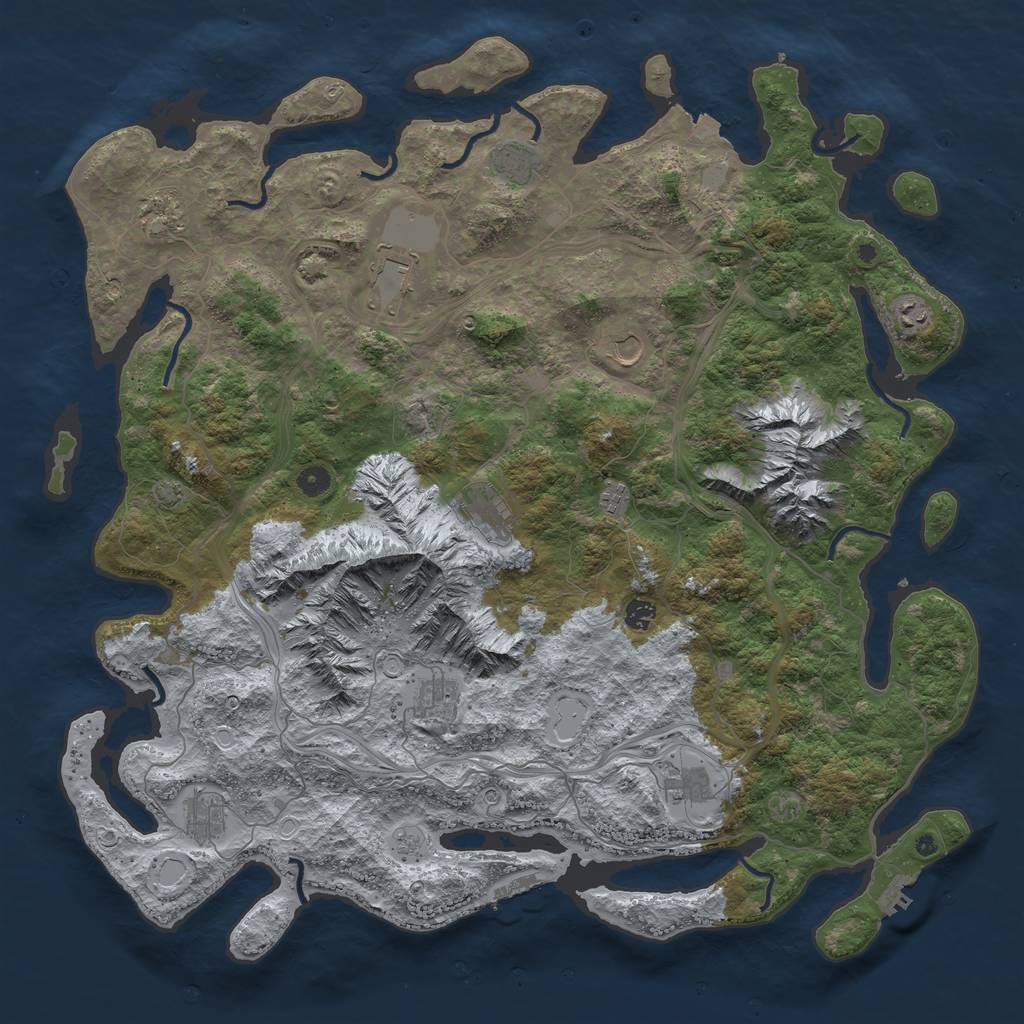 Rust Map: Procedural Map, Size: 5000, Seed: 1285897534, 19 Monuments
