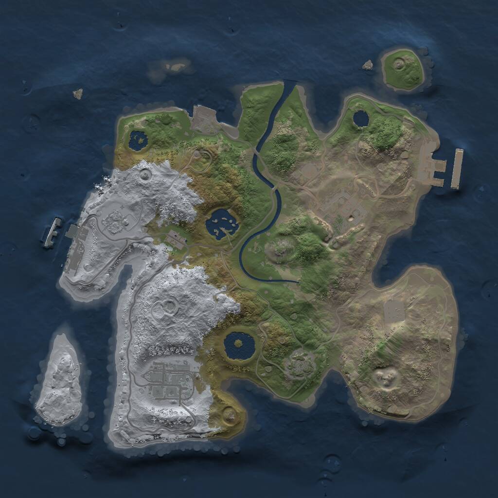 Rust Map: Procedural Map, Size: 2500, Seed: 1642557076, 8 Monuments