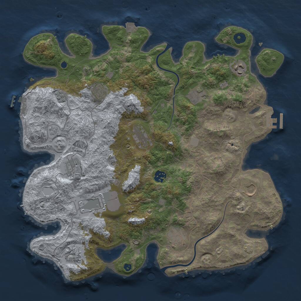 Rust Map: Procedural Map, Size: 3900, Seed: 63336397, 17 Monuments