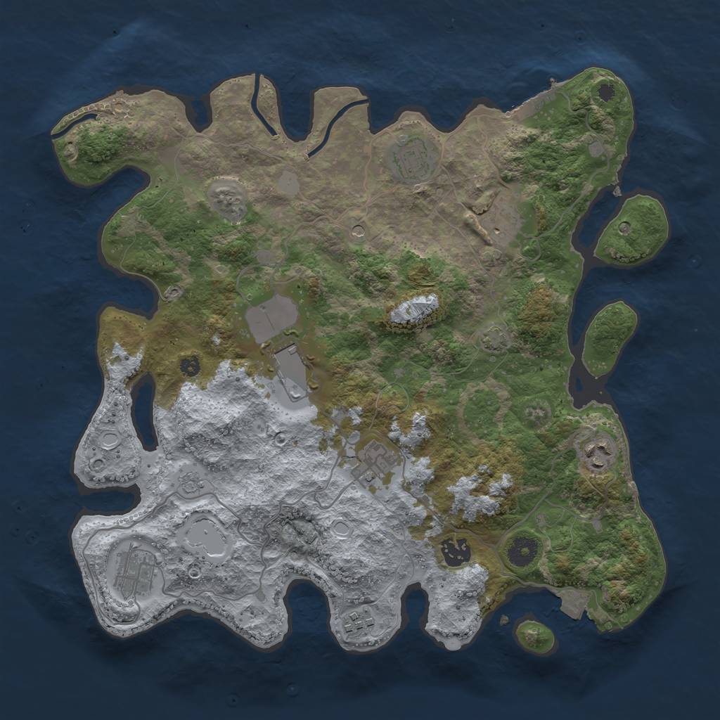 Rust Map: Procedural Map, Size: 3650, Seed: 64544052, 15 Monuments