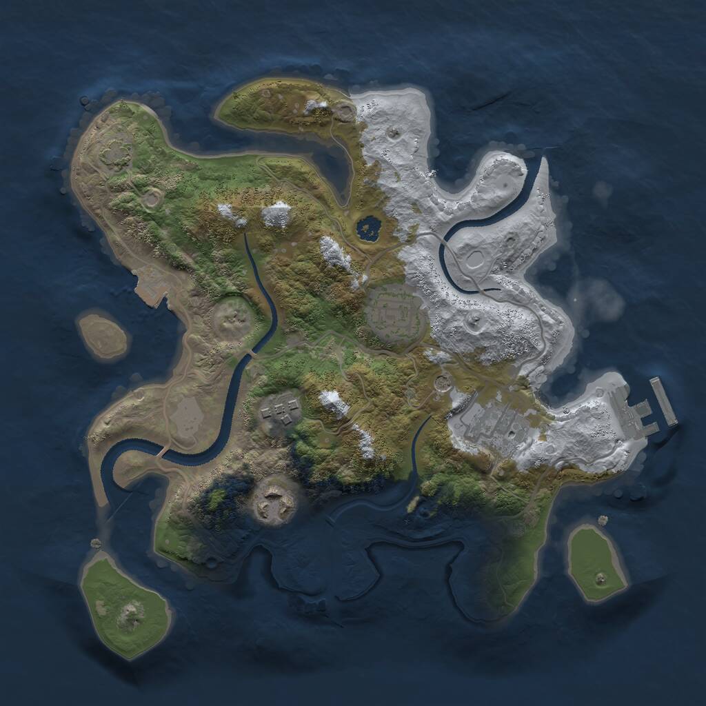 Rust Map: Procedural Map, Size: 2800, Seed: 1188612945, 8 Monuments