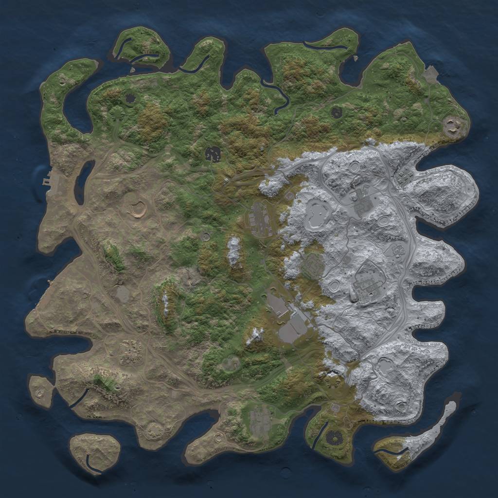 Rust Map: Procedural Map, Size: 4500, Seed: 993731945, 19 Monuments
