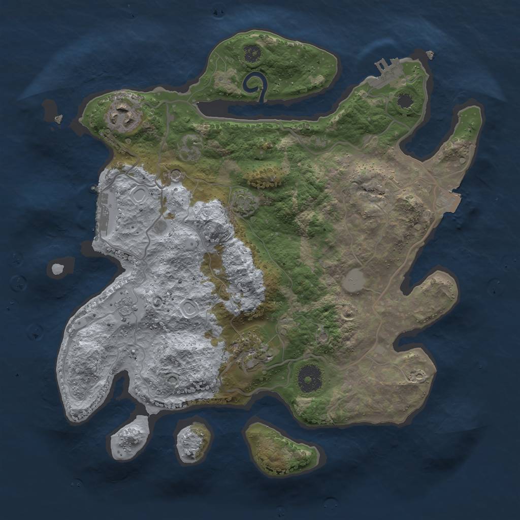 Rust Map: Procedural Map, Size: 3000, Seed: 14325, 10 Monuments