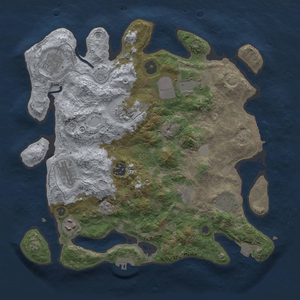 Rust Map: Procedural Map, Size: 3500, Seed: 422170679, 17 Monuments