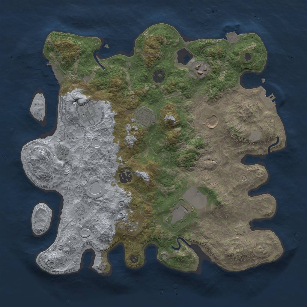 Rust Map: Procedural Map, Size: 3500, Seed: 6666666, 16 Monuments