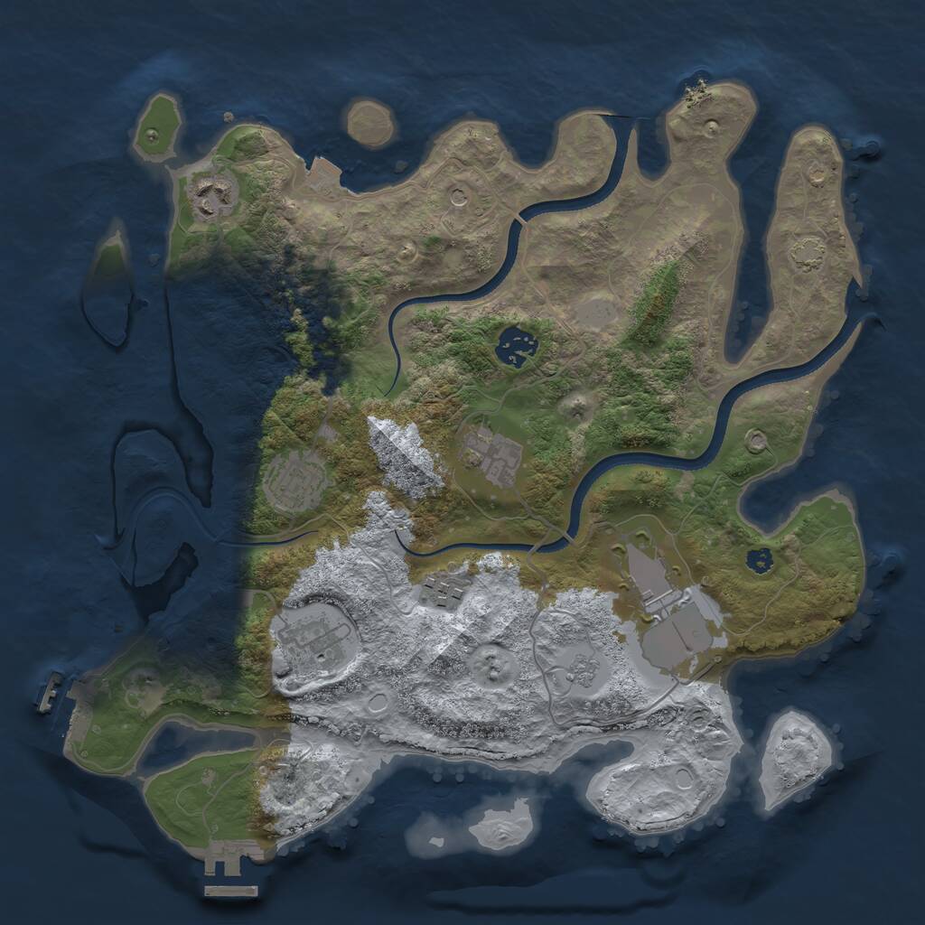 Rust Map: Procedural Map, Size: 3500, Seed: 14408021, 13 Monuments