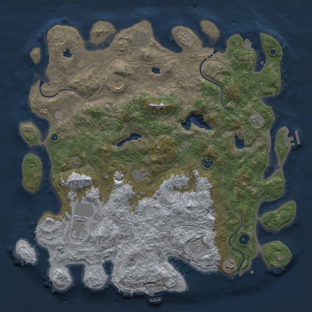 Rust Map: Procedural Map, Size: 4500, Seed: 671242, 14 Monuments