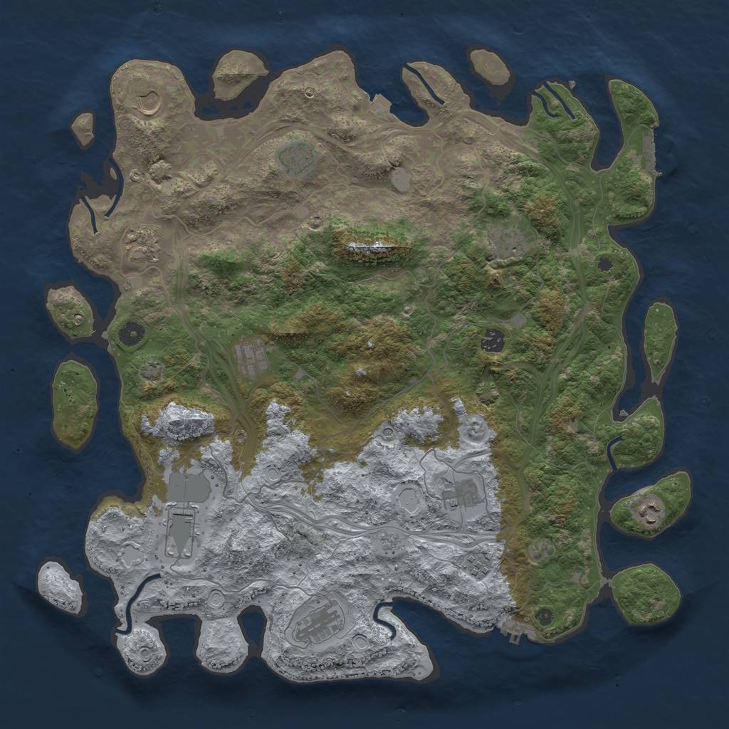 Rust Map: Procedural Map, Size: 4500, Seed: 671242, 19 Monuments