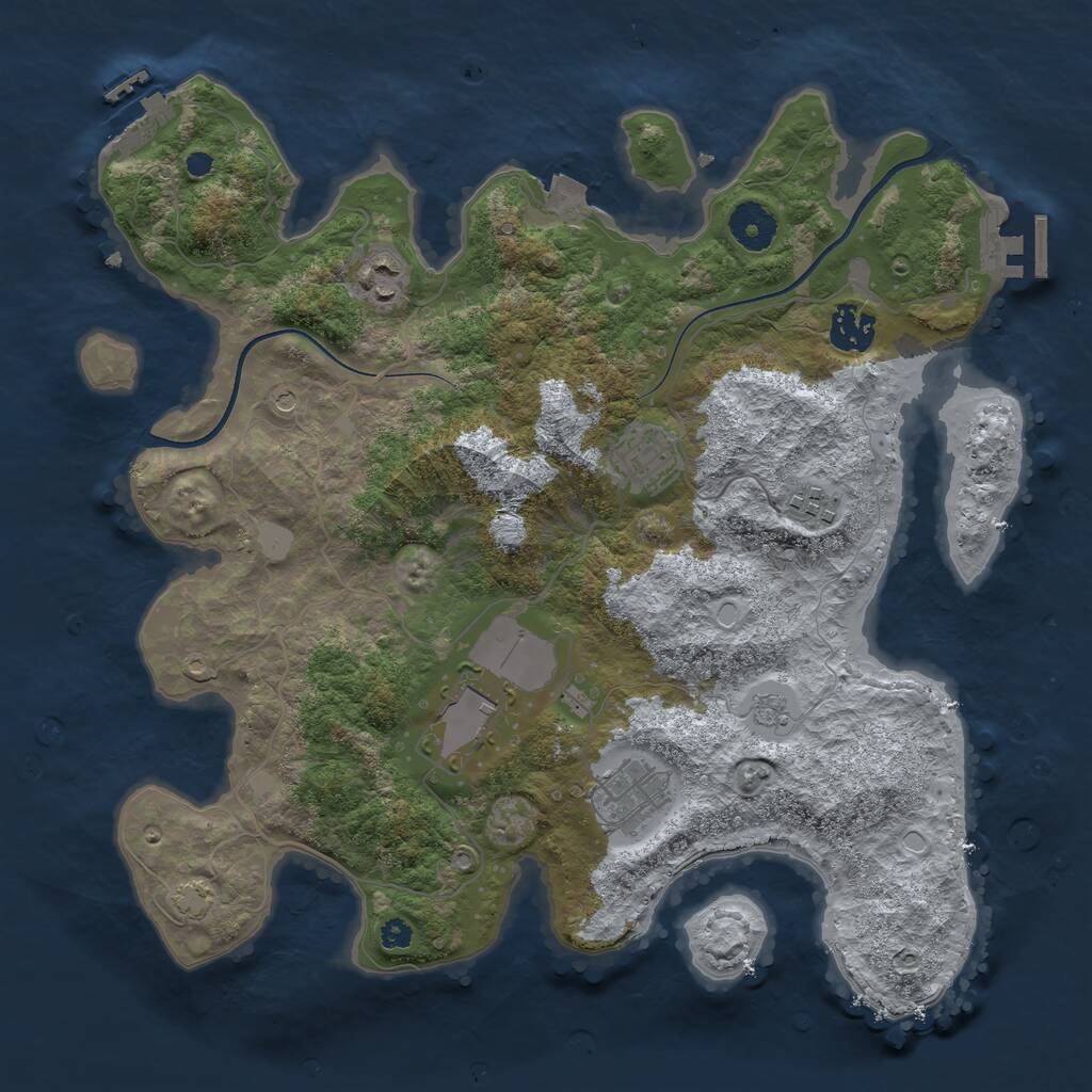 Rust Map: Procedural Map, Size: 3500, Seed: 19965885, 12 Monuments