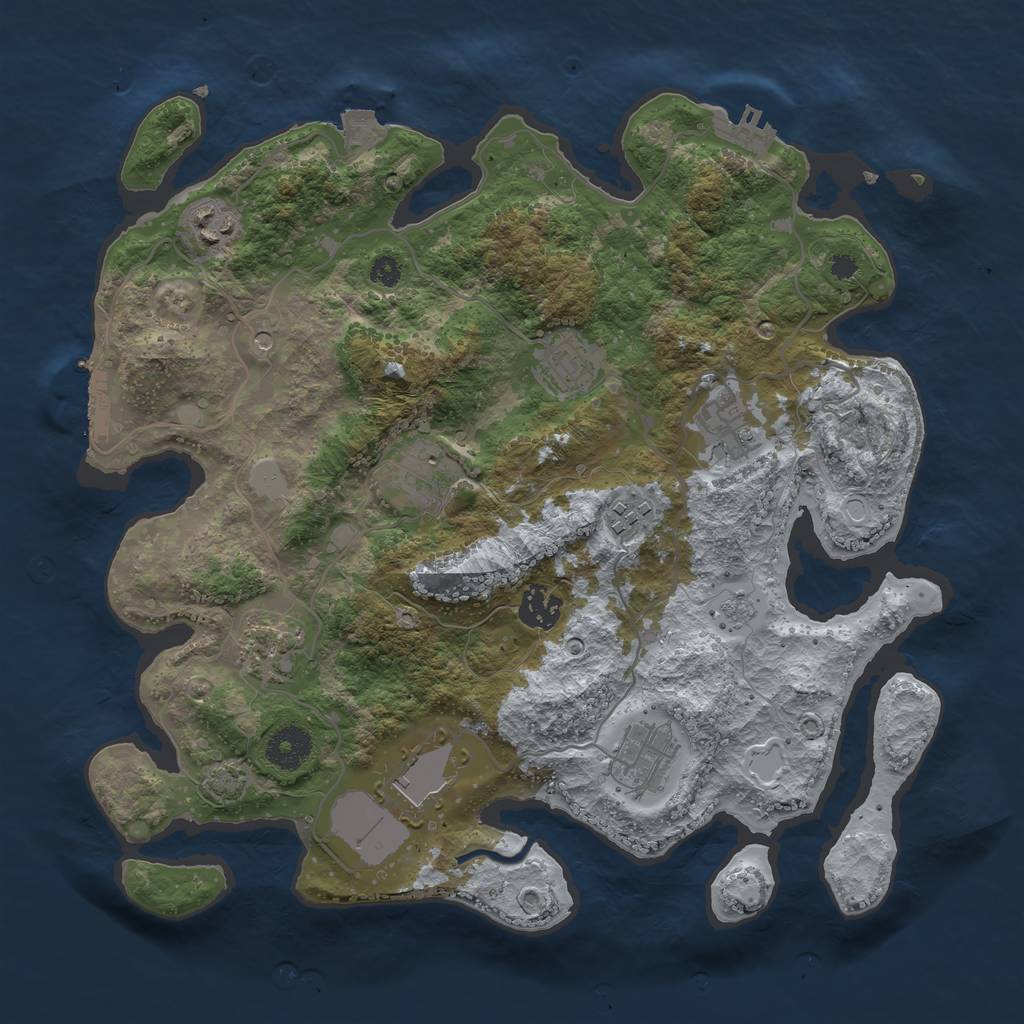 Rust Map: Procedural Map, Size: 3500, Seed: 443156, 17 Monuments