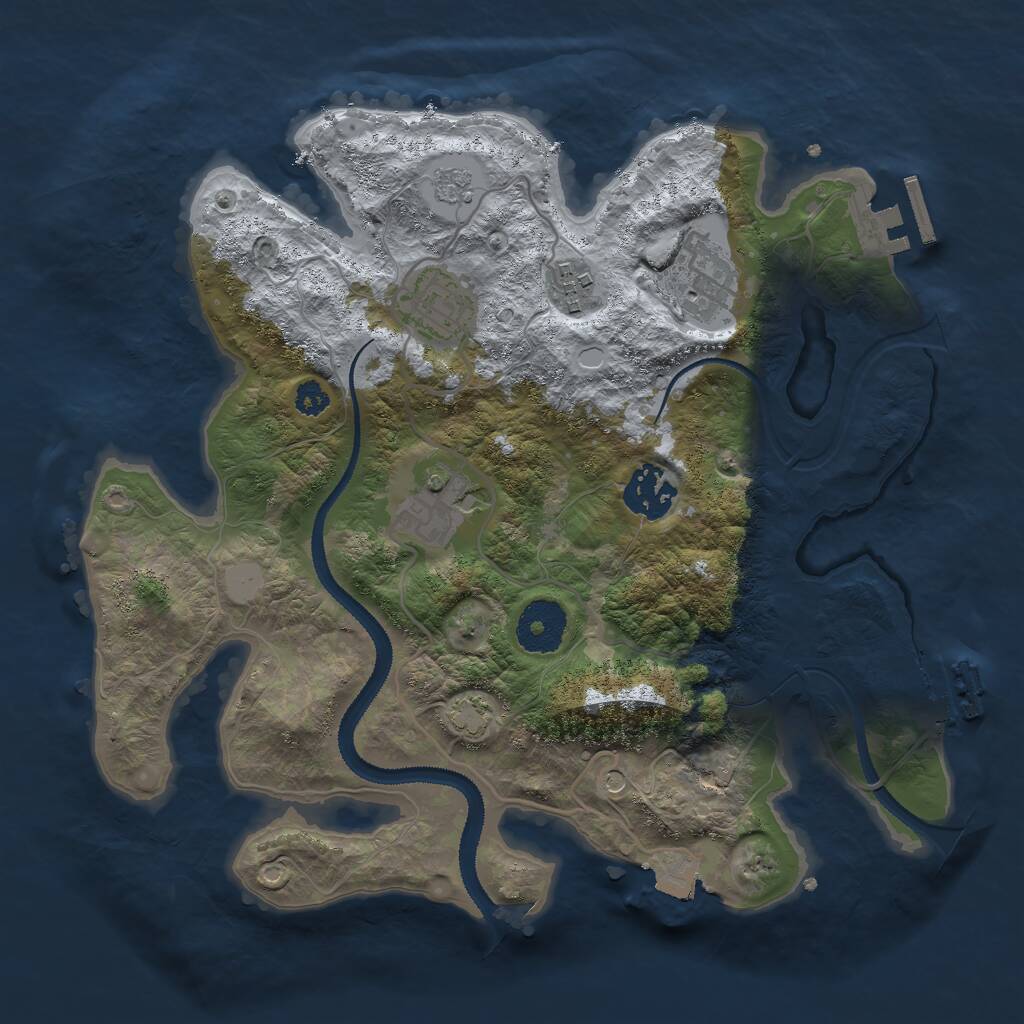 Rust Map: Procedural Map, Size: 3000, Seed: 351134322, 11 Monuments
