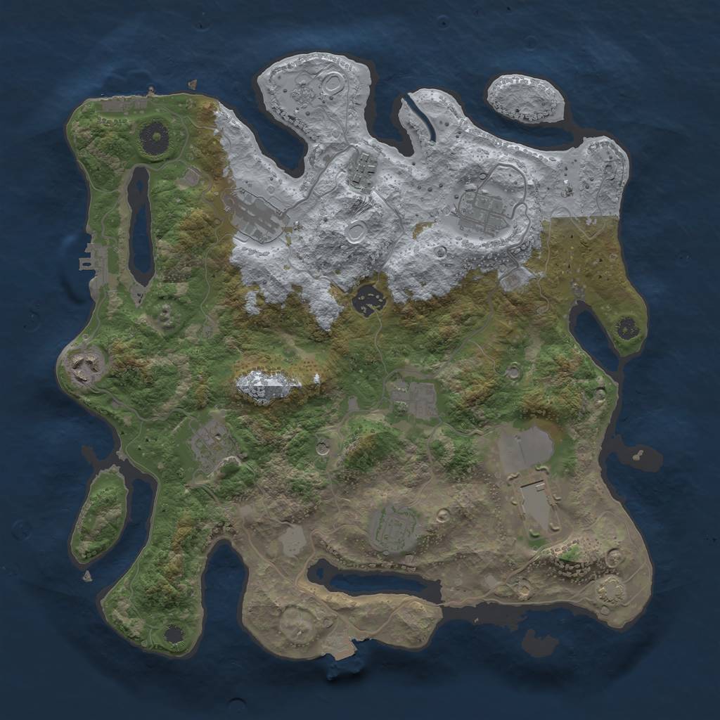 Rust Map: Procedural Map, Size: 3500, Seed: 274591947, 17 Monuments