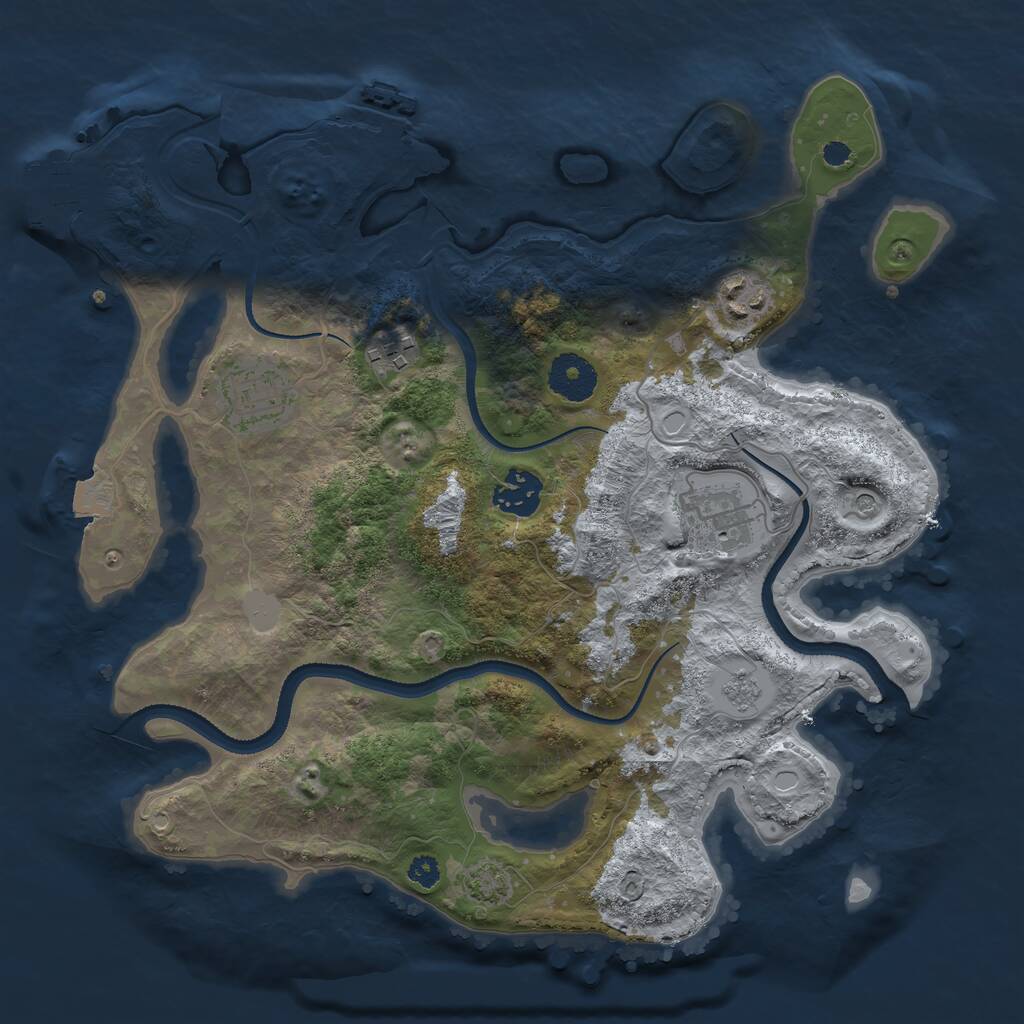 Rust Map: Procedural Map, Size: 3250, Seed: 544136506, 11 Monuments