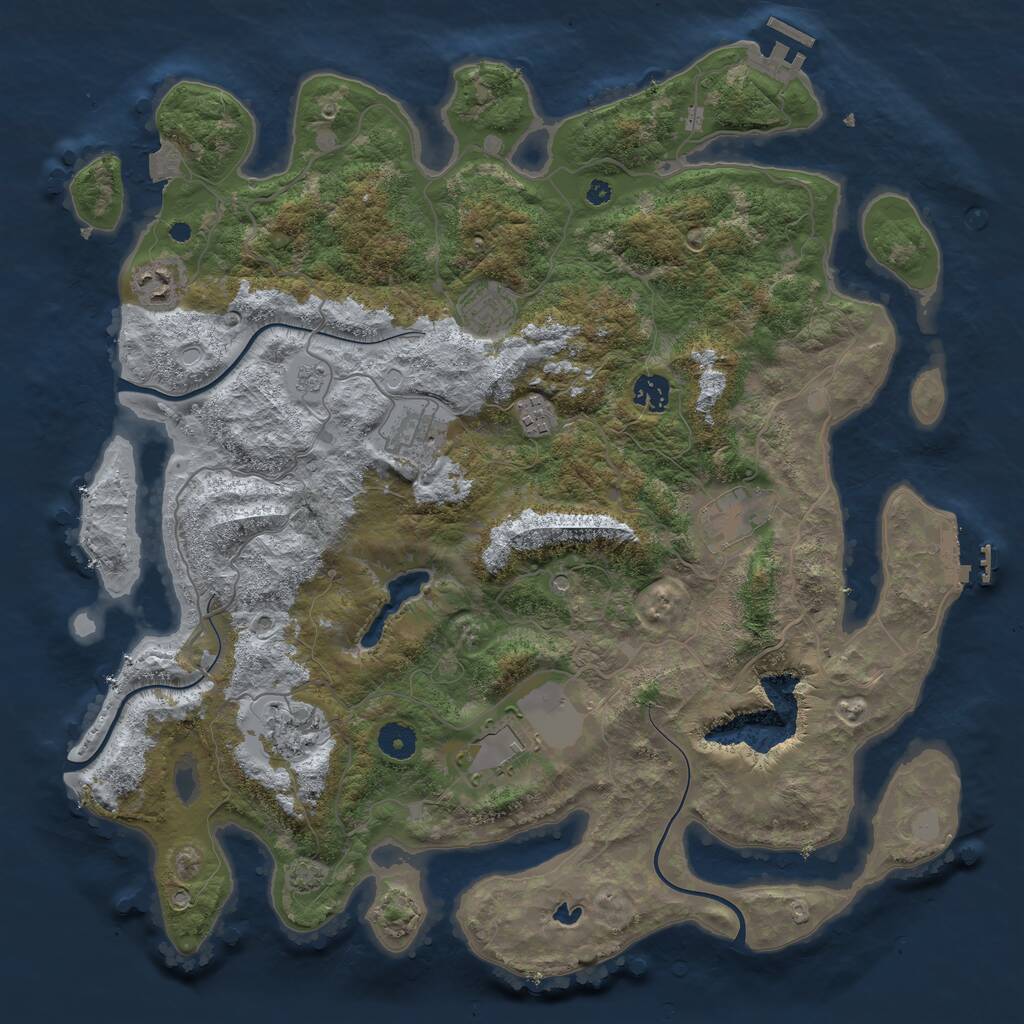 Rust Map: Procedural Map, Size: 4096, Seed: 1408420257, 14 Monuments