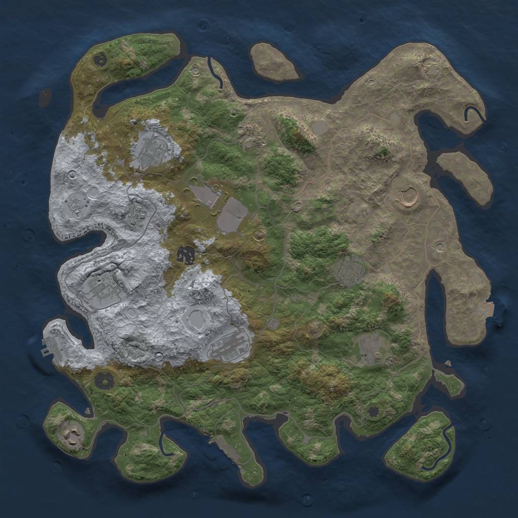 Rust Map: Procedural Map, Size: 4000, Seed: 775445124, 19 Monuments