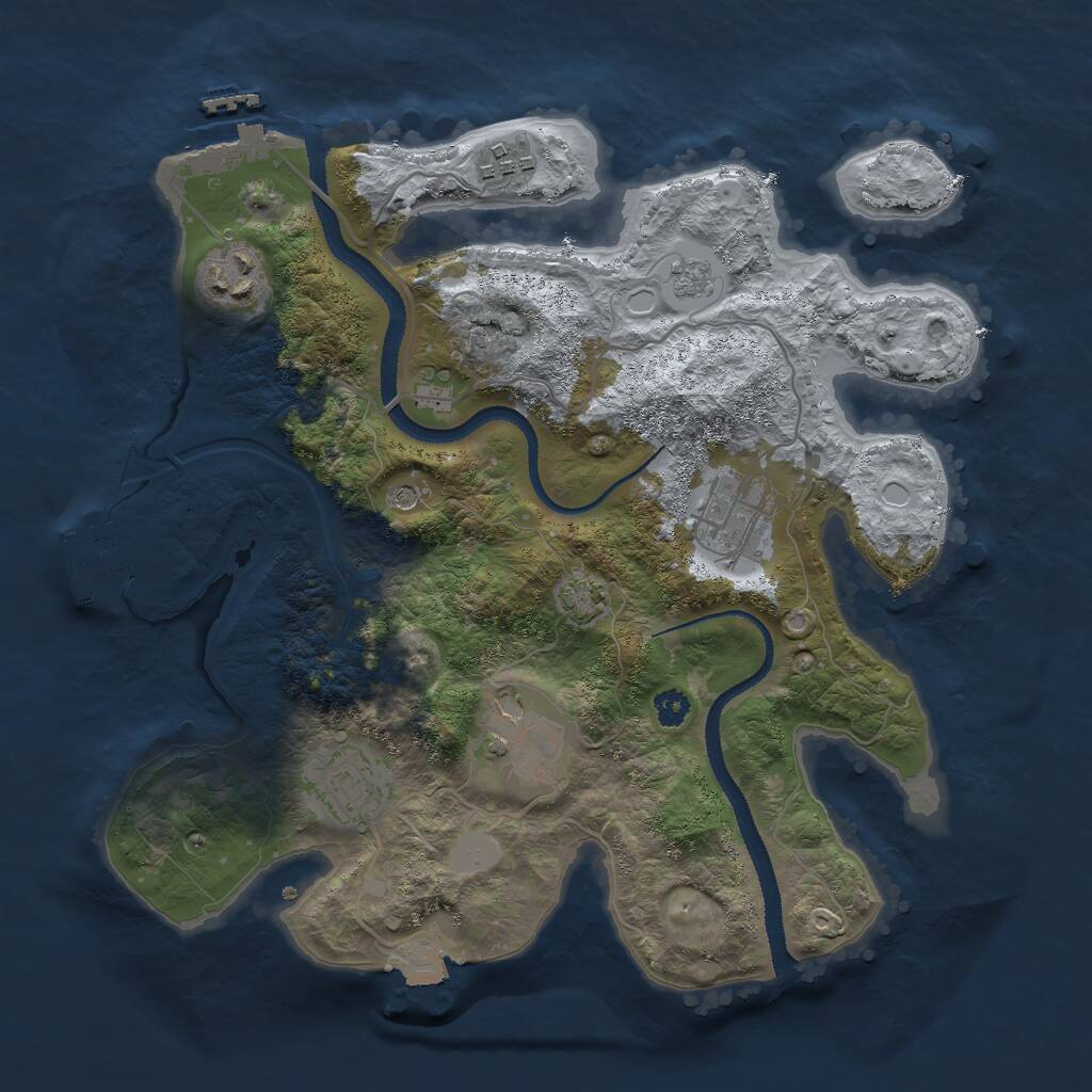 Rust Map: Procedural Map, Size: 3000, Seed: 1123370149, 11 Monuments