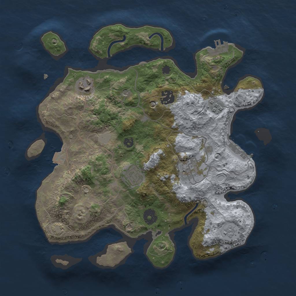 Rust Map: Procedural Map, Size: 3000, Seed: 92830547, 13 Monuments