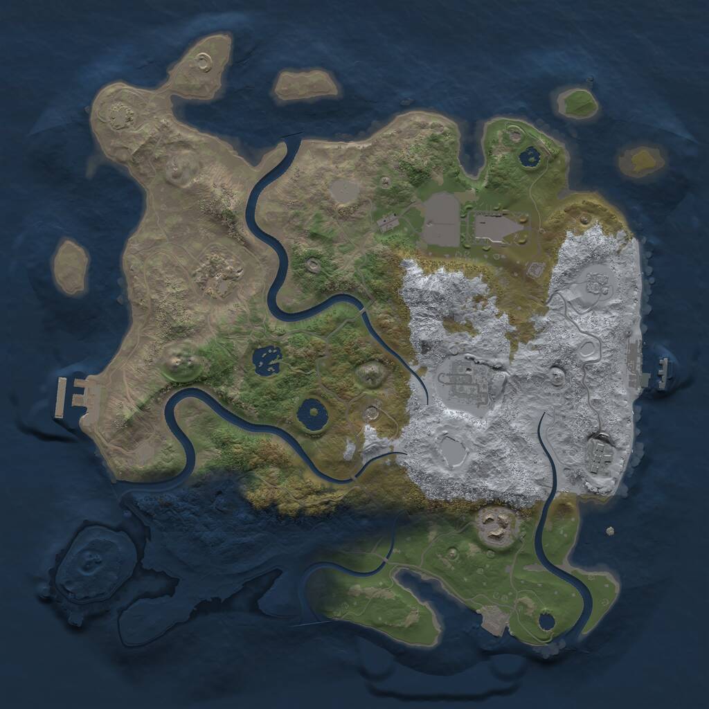 Rust Map: Procedural Map, Size: 3500, Seed: 9685, 12 Monuments