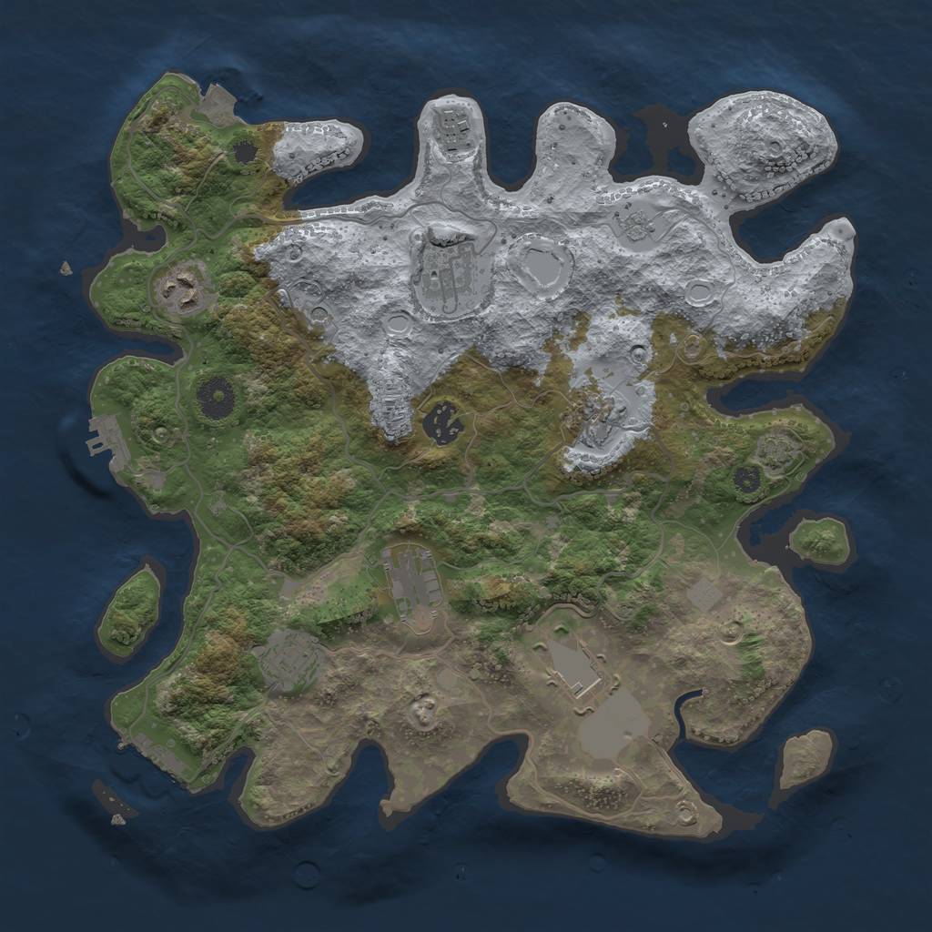 Rust Map: Procedural Map, Size: 3500, Seed: 902986628, 16 Monuments