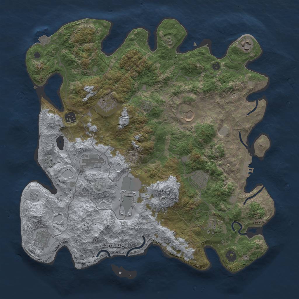 Rust Map: Procedural Map, Size: 4000, Seed: 43282167, 17 Monuments