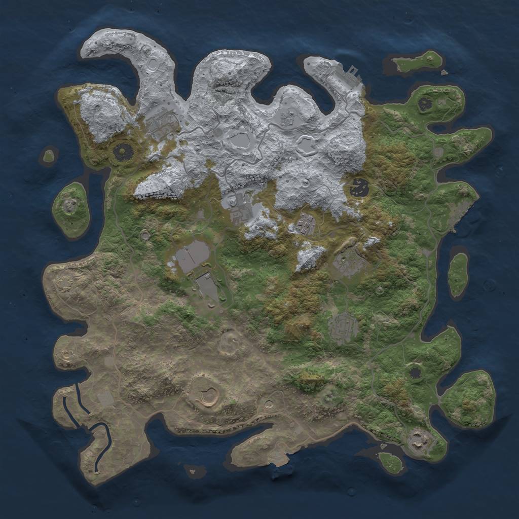 Rust Map: Procedural Map, Size: 4000, Seed: 303908621, 17 Monuments