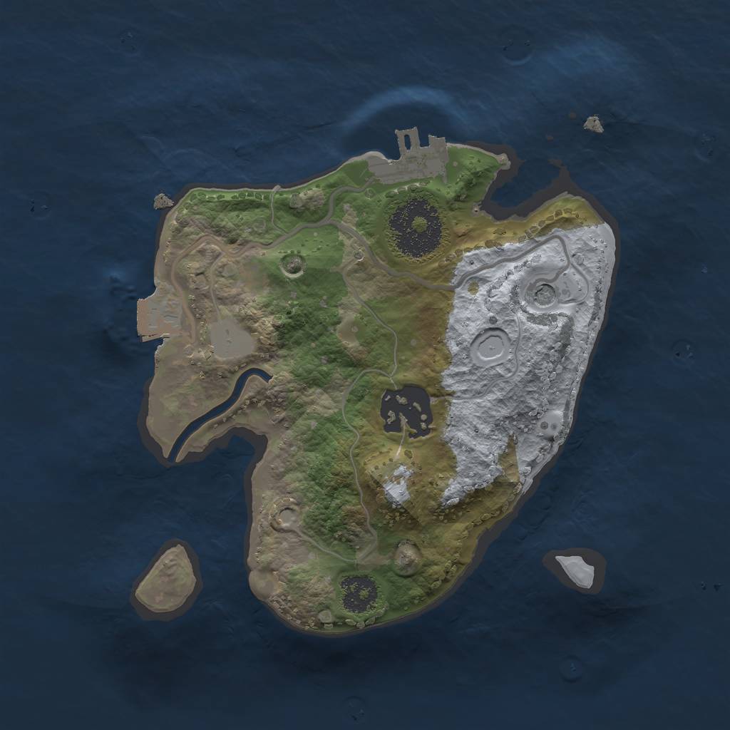 Rust Map: Procedural Map, Size: 2000, Seed: 650002750, 6 Monuments