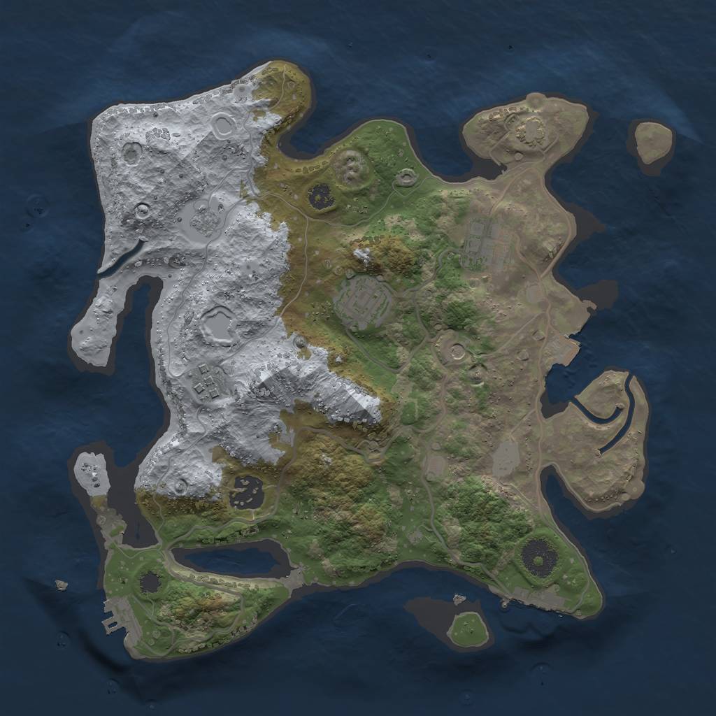 Rust Map: Procedural Map, Size: 3000, Seed: 22929, 12 Monuments