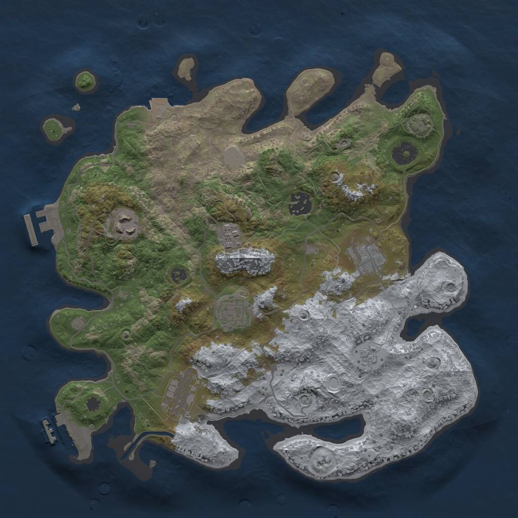 Rust Map: Procedural Map, Size: 3250, Seed: 394588325, 12 Monuments