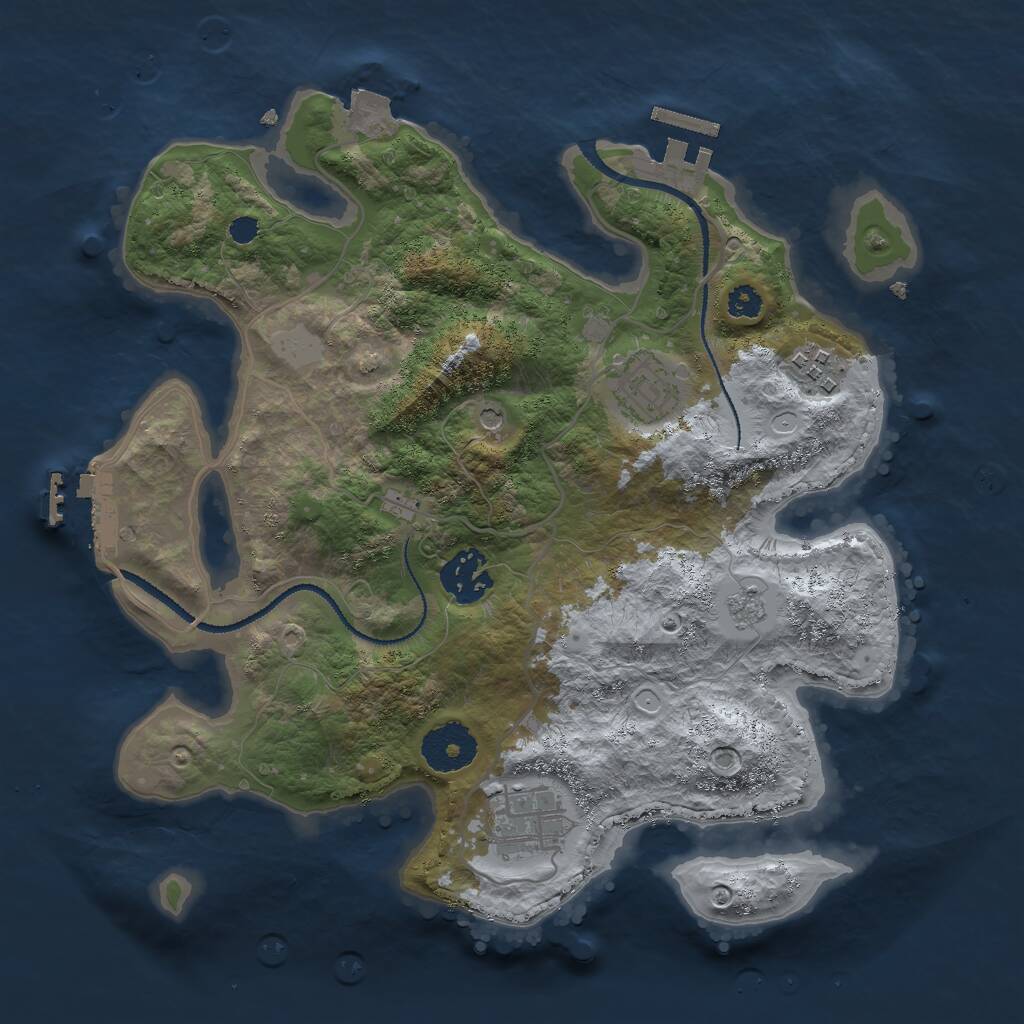 Rust Map: Procedural Map, Size: 3000, Seed: 375420460, 9 Monuments