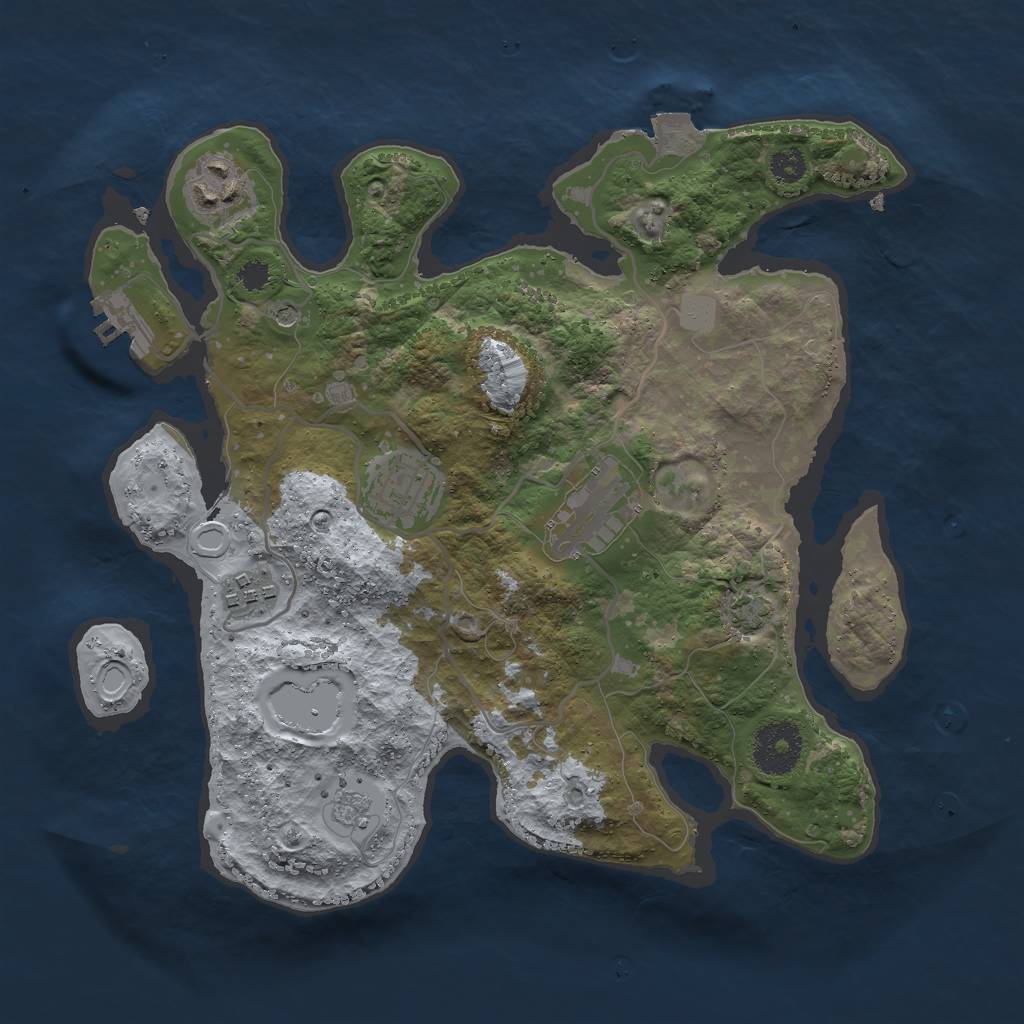 Rust Map: Procedural Map, Size: 3000, Seed: 2063661454, 11 Monuments