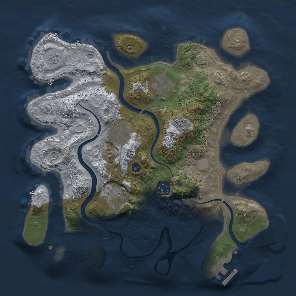Rust Map: Procedural Map, Size: 3000, Seed: 493667893, 10 Monuments