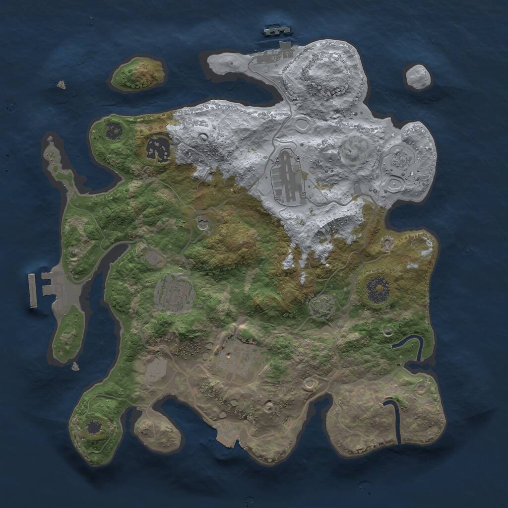 Rust Map: Procedural Map, Size: 3000, Seed: 316841395, 10 Monuments