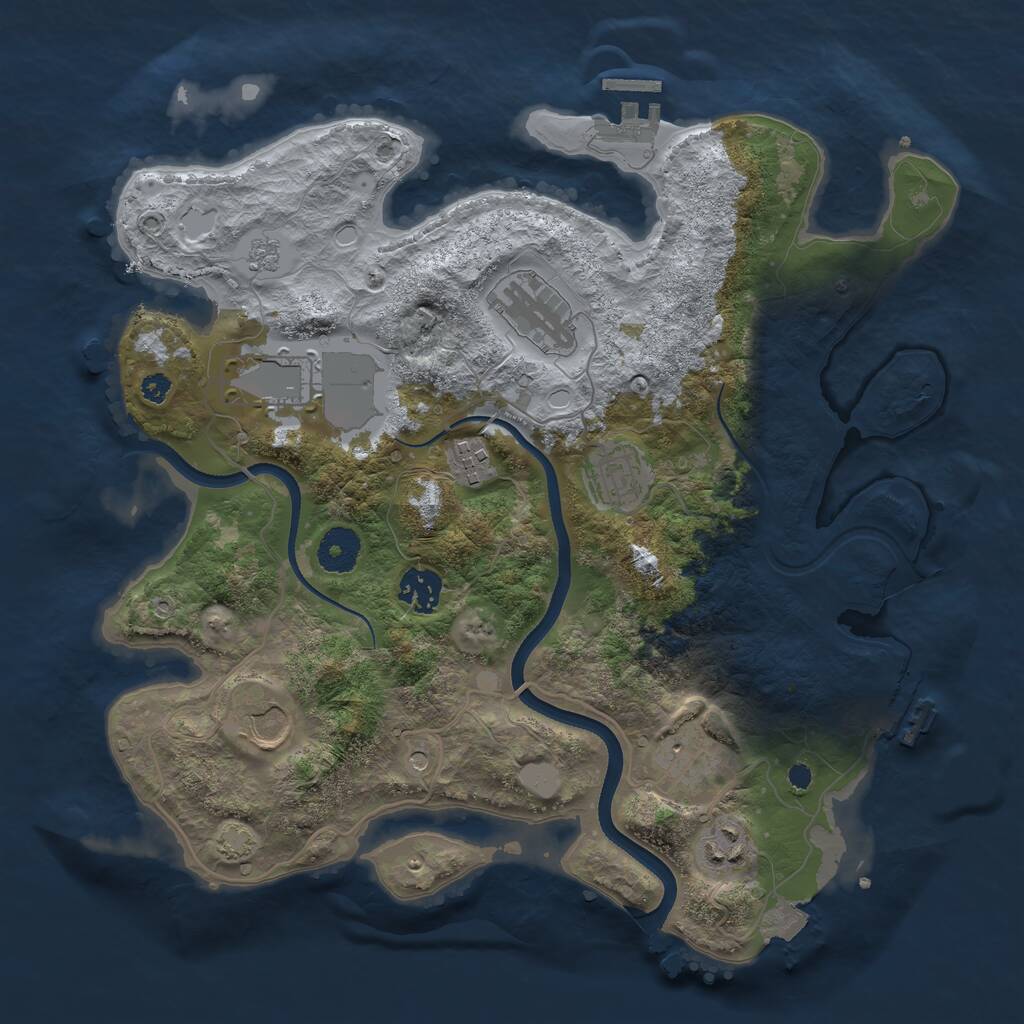 Rust Map: Procedural Map, Size: 3500, Seed: 775663895, 14 Monuments