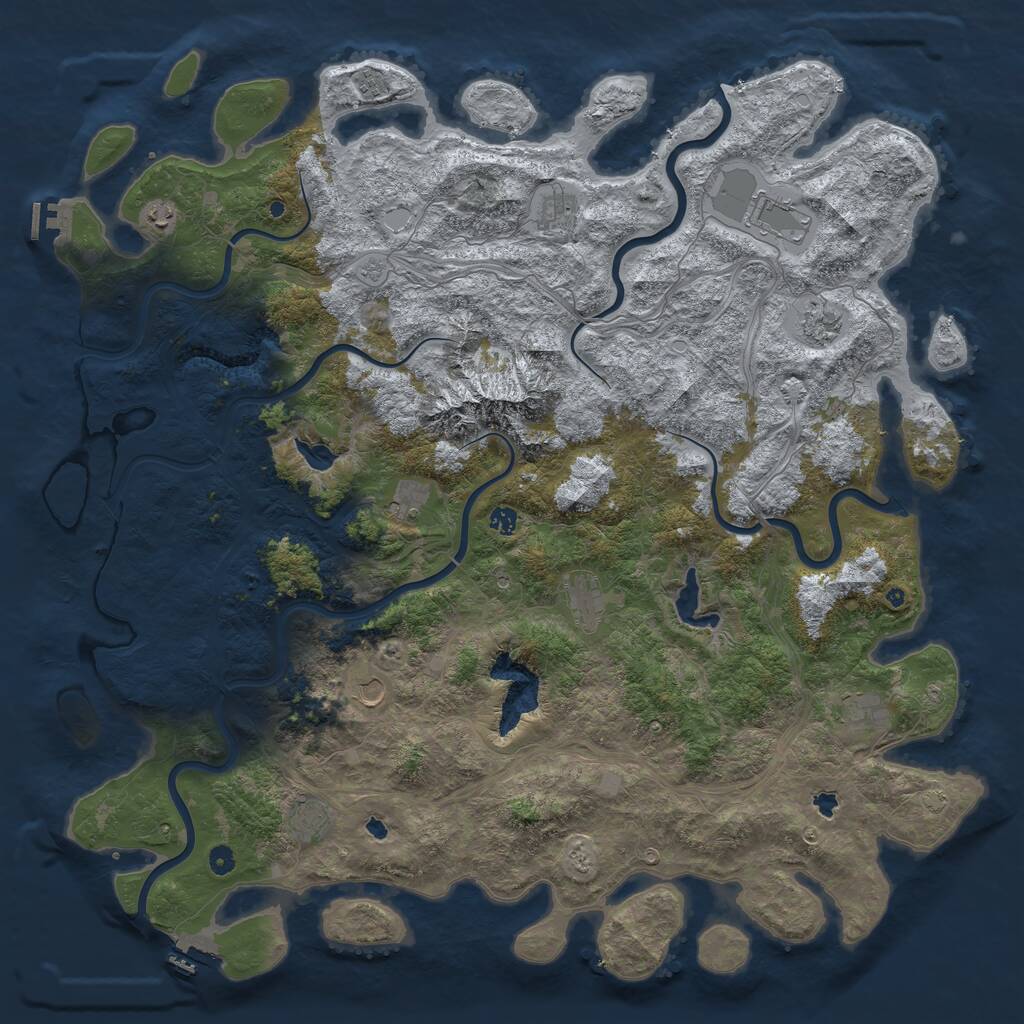Rust Map: Procedural Map, Size: 5500, Seed: 739652712, 17 Monuments