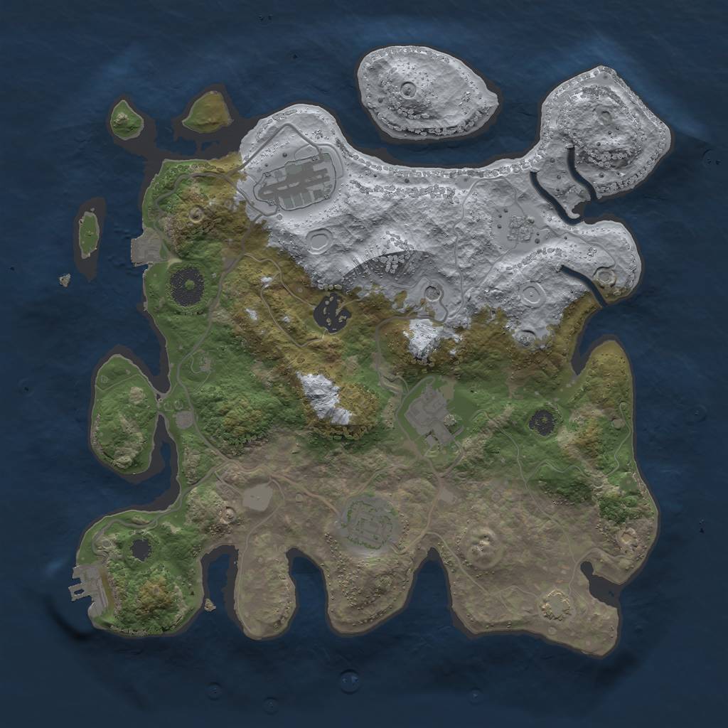 Rust Map: Procedural Map, Size: 3000, Seed: 1651483406, 11 Monuments