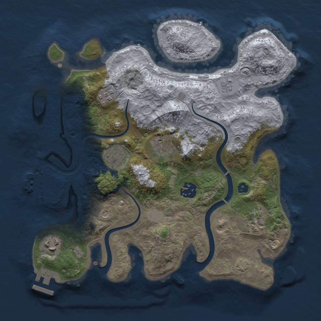 Rust Map: Procedural Map, Size: 3000, Seed: 1651483406, 12 Monuments