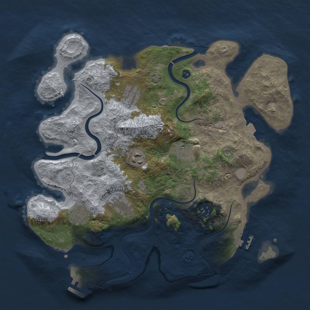 Rust Map: Procedural Map, Size: 3500, Seed: 33631551, 13 Monuments