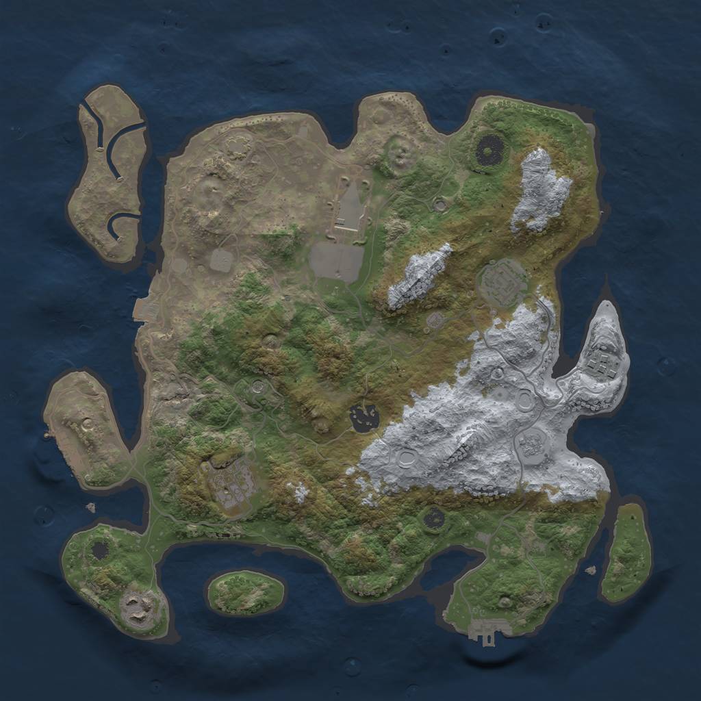 Rust Map: Procedural Map, Size: 3500, Seed: 12595, 14 Monuments