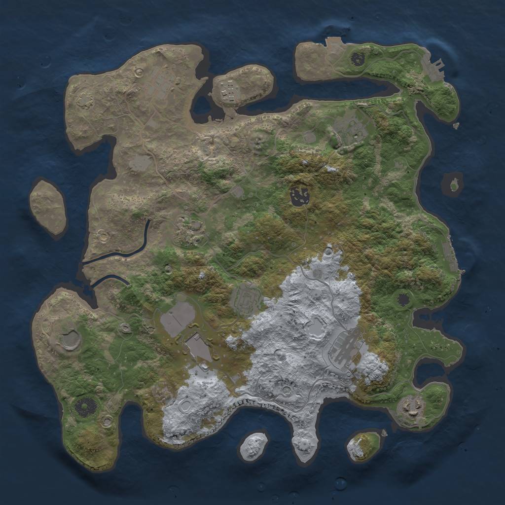 Rust Map: Procedural Map, Size: 3700, Seed: 62265877, 17 Monuments