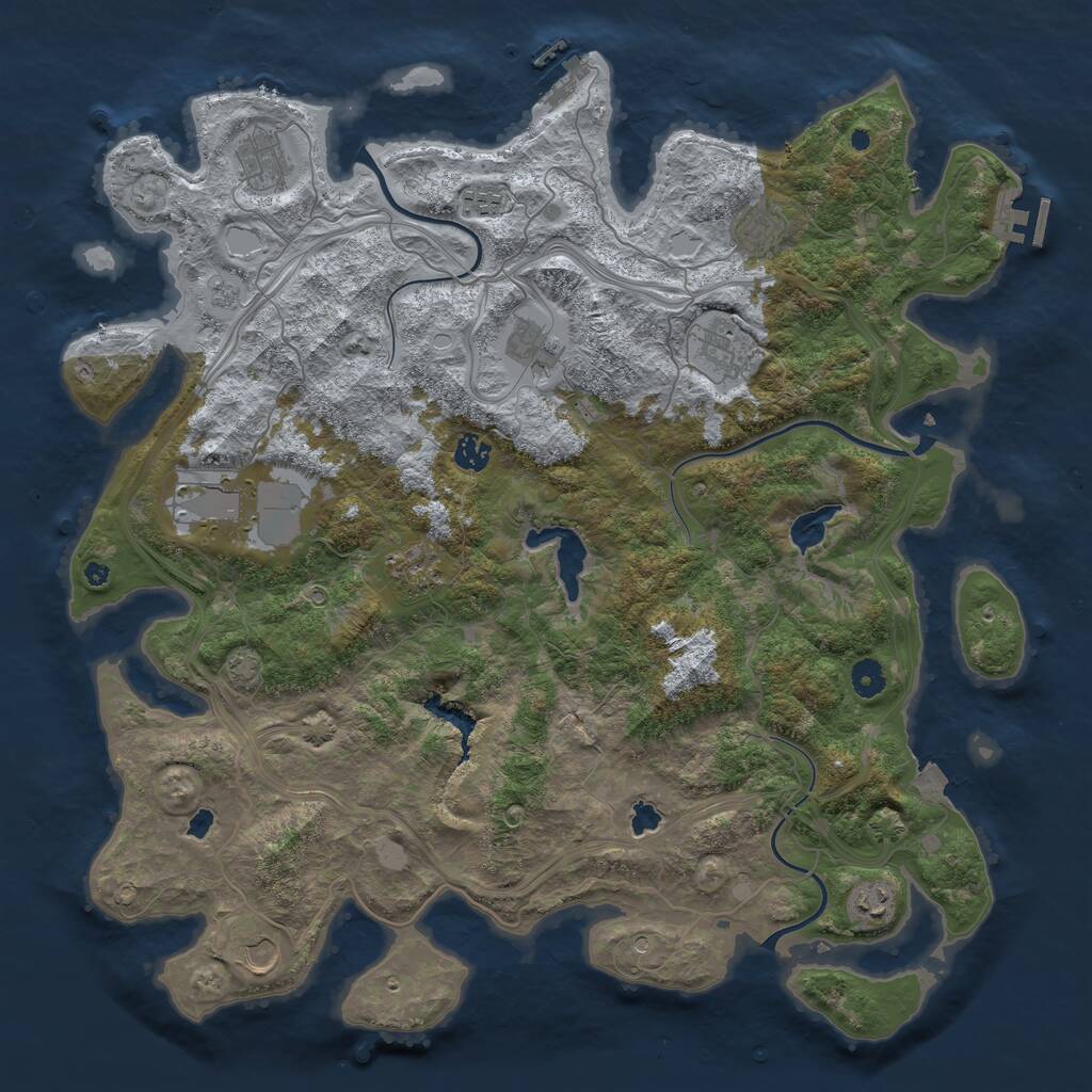 Rust Map: Procedural Map, Size: 4500, Seed: 33484317, 16 Monuments
