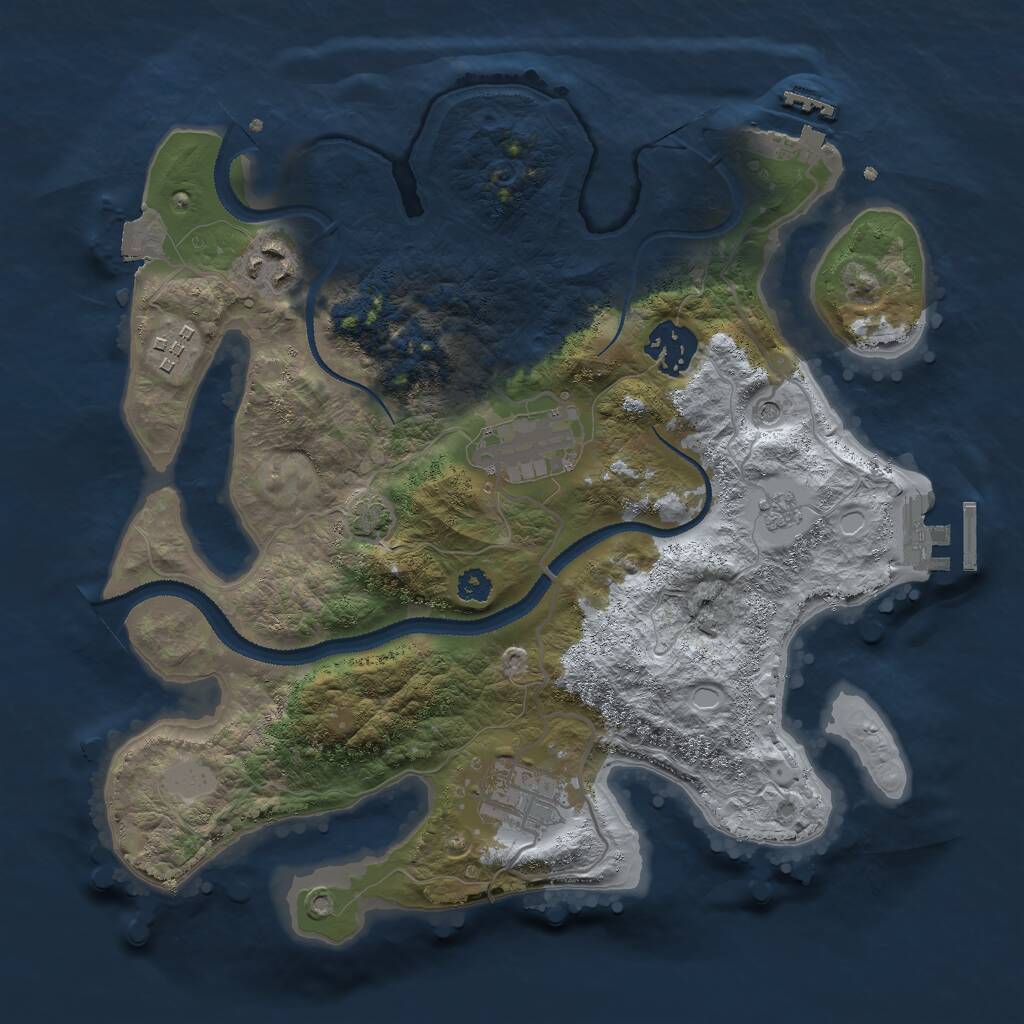 Rust Map: Procedural Map, Size: 3000, Seed: 7268, 11 Monuments